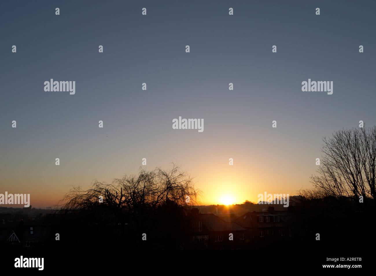 Sunrise at winter solstice from Muswell Hill London N10 Stock Photo