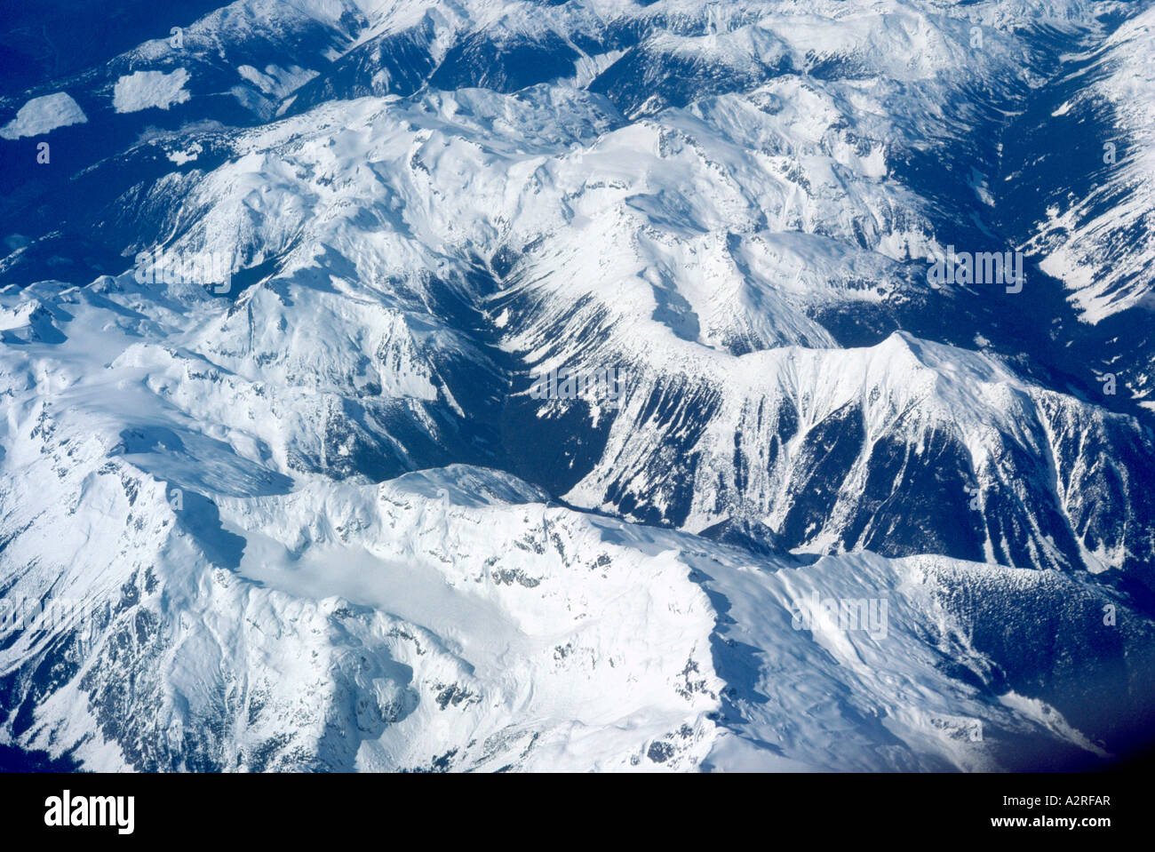 Snow-capped Mountain Peaks in the Canadian Rockies British Columbia Canada Stock Photo
