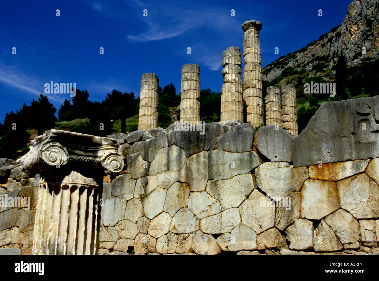 Temple of Apollo Delphi Central Greece Stock Photo
