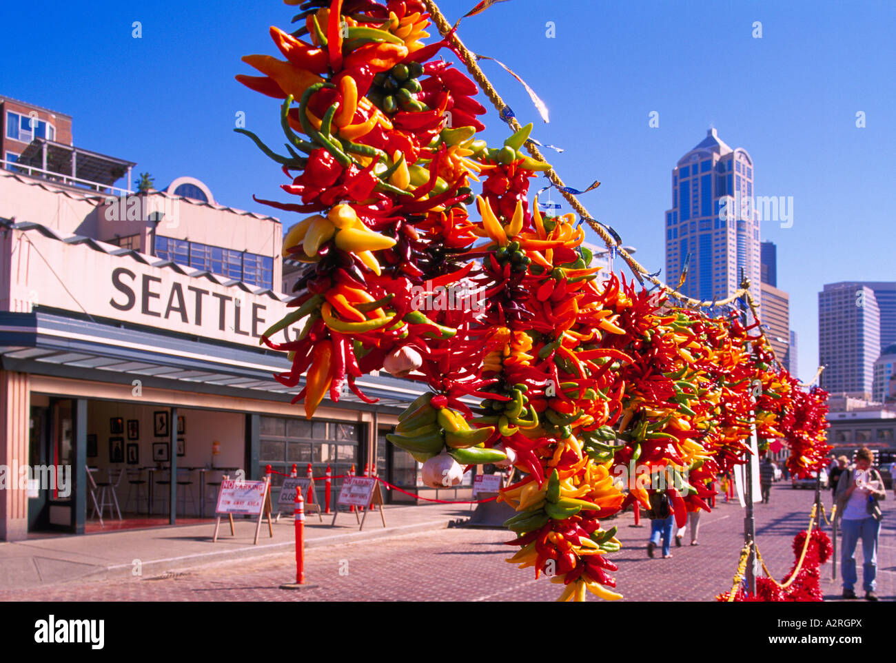 Pike Place Market, Seattle, Washington State, USA Hot Peppers hanging