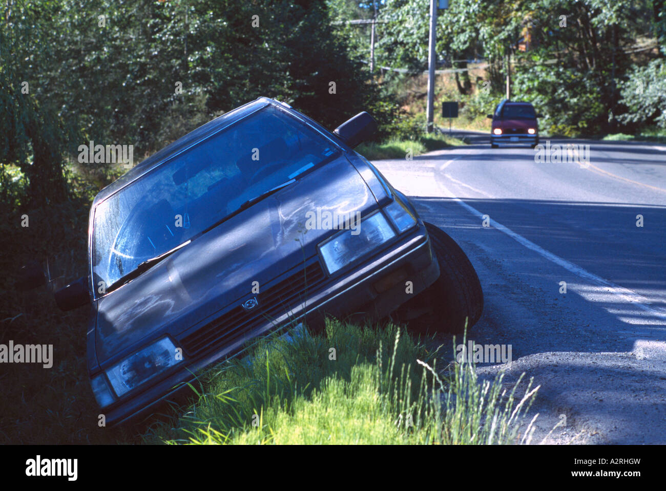 A Car in the Ditch Stock Photo - Alamy