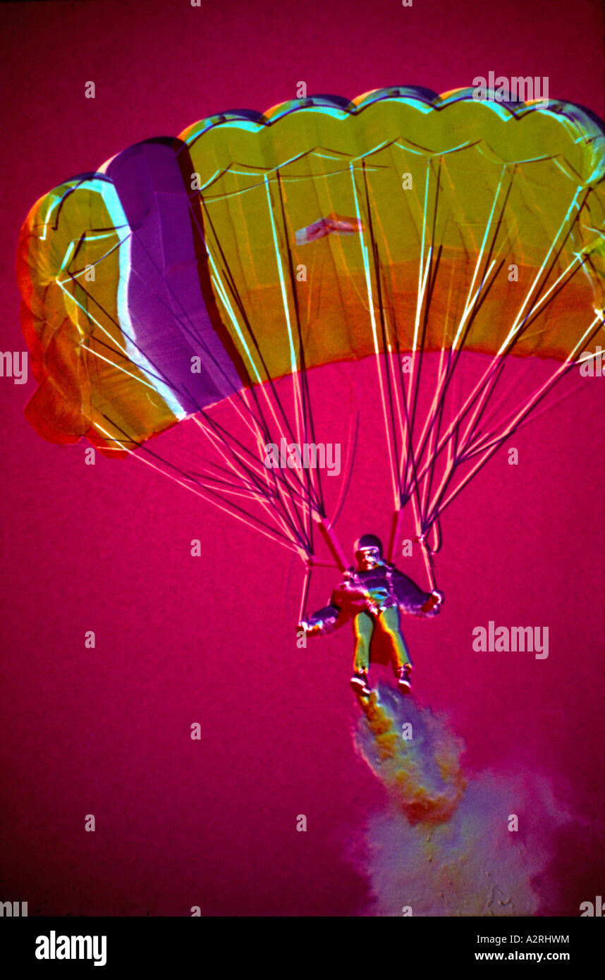 Psychedelic Skydiving Stock Photo