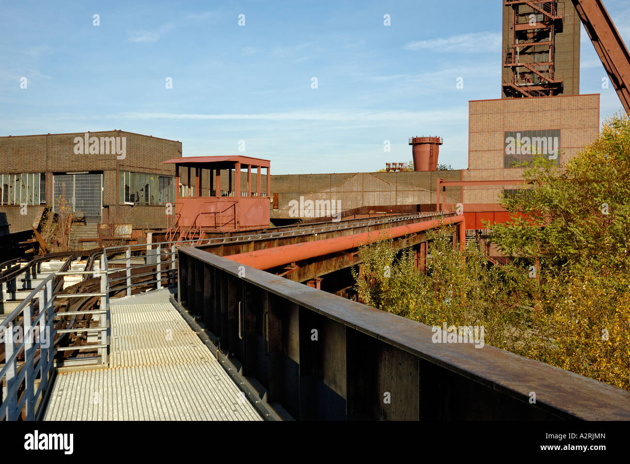 UNESCO World Heritage site Zollverein 1/2/8 Essen, Germany. Visitors pathway on former overhead conveyor. Stock Photo