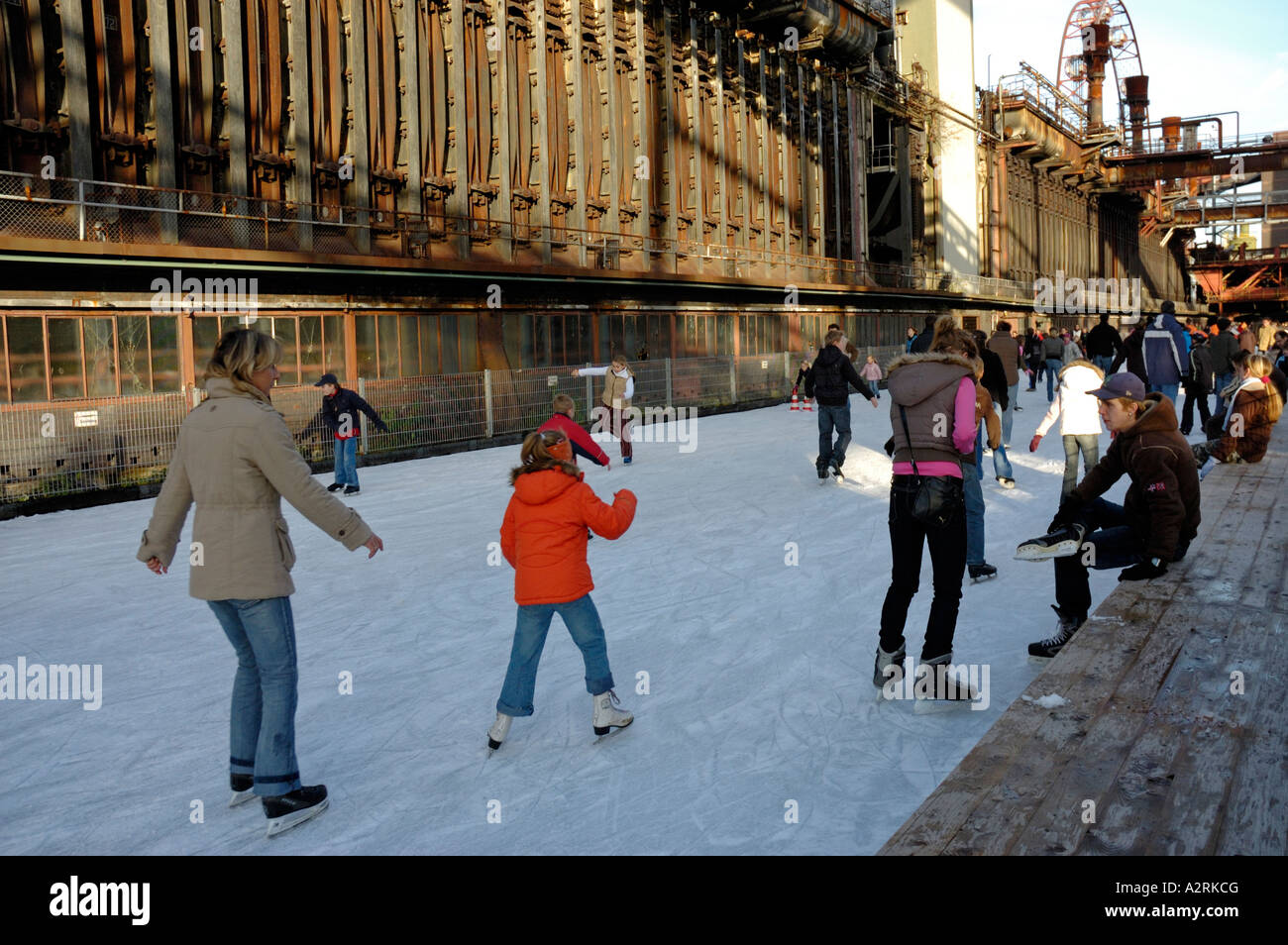 Ice skating at the UNESCO world heritage site Zollverein, Essen