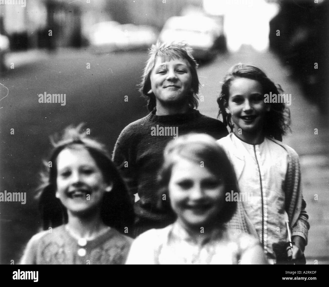 portrait of a group of children on the street Stock Photo