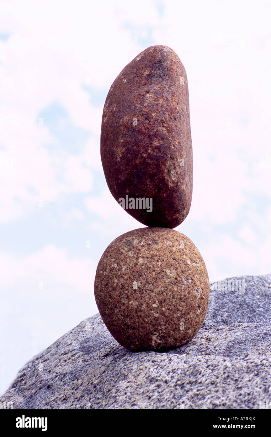 Two Rocks balanced to Perfection - Balance Concept Stock Photo