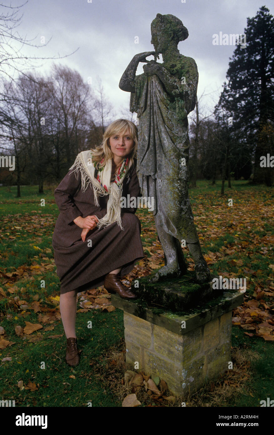 Lizzie Spender portrait, on the set during film of Hedgehog Wedding 1980s which she wrote. 1980s 1987 UK HOMER SYKES Stock Photo
