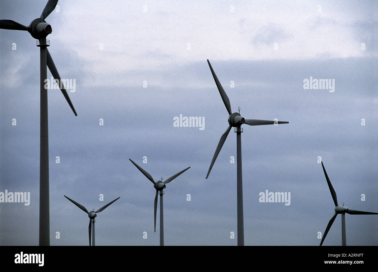 Wind turbines at Lichtenau-Asseln windpark, North Rhine Westphalia Germany, Europes largest inland windfarm Stock Photo