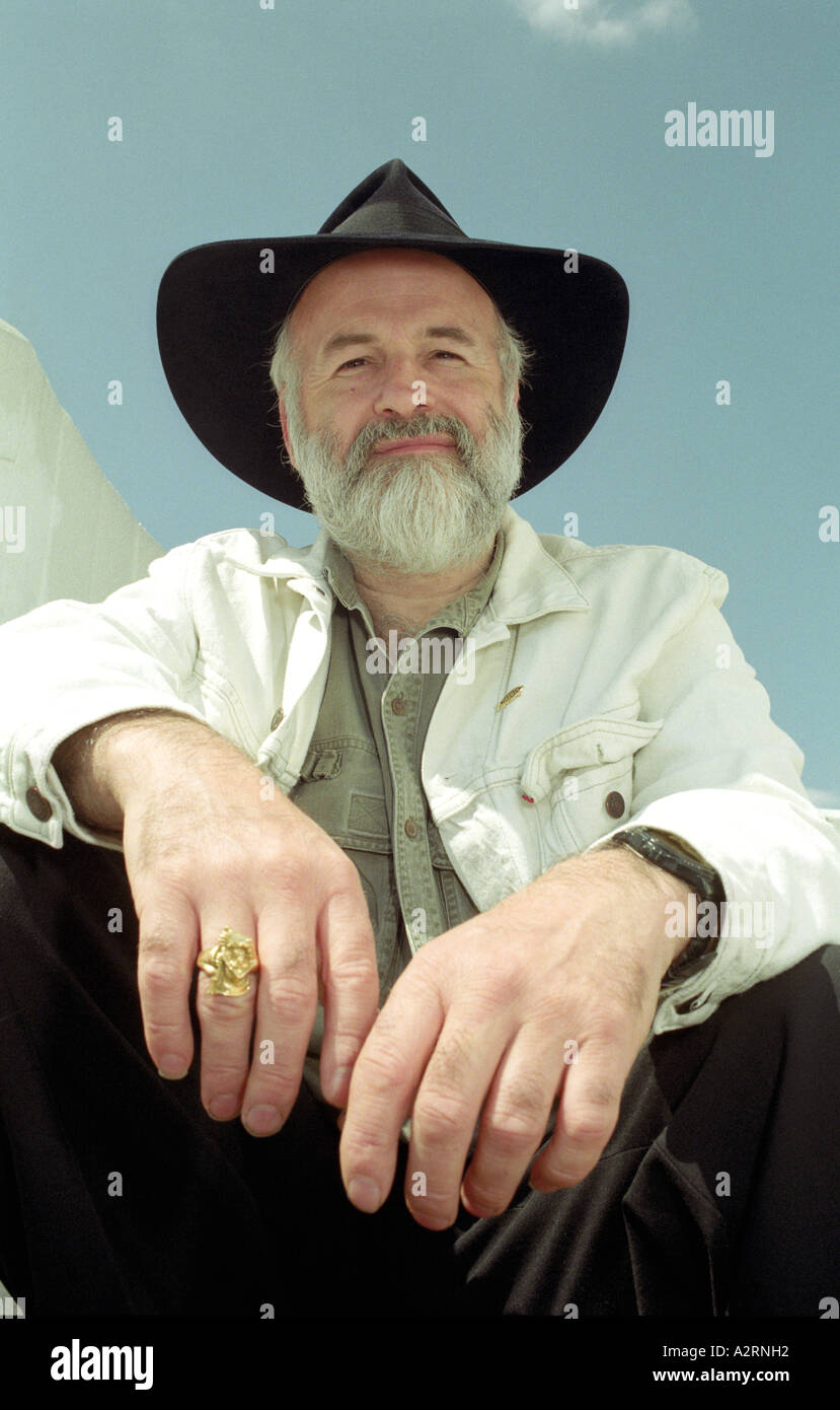 Terry Pratchett (b1948),OBE book author novelist pictured at his home in  Salisbury, Wiltshire Stock Photo - Alamy