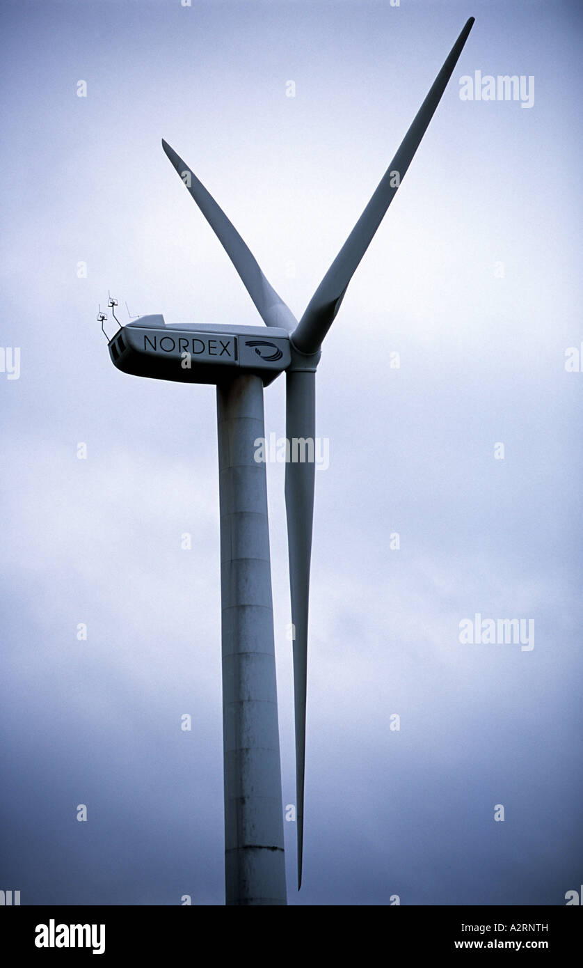Wind turbines at Lichtenau-Asseln windpark, North Rhine Westphalia Germany, Europes largest inland wind farm. Stock Photo