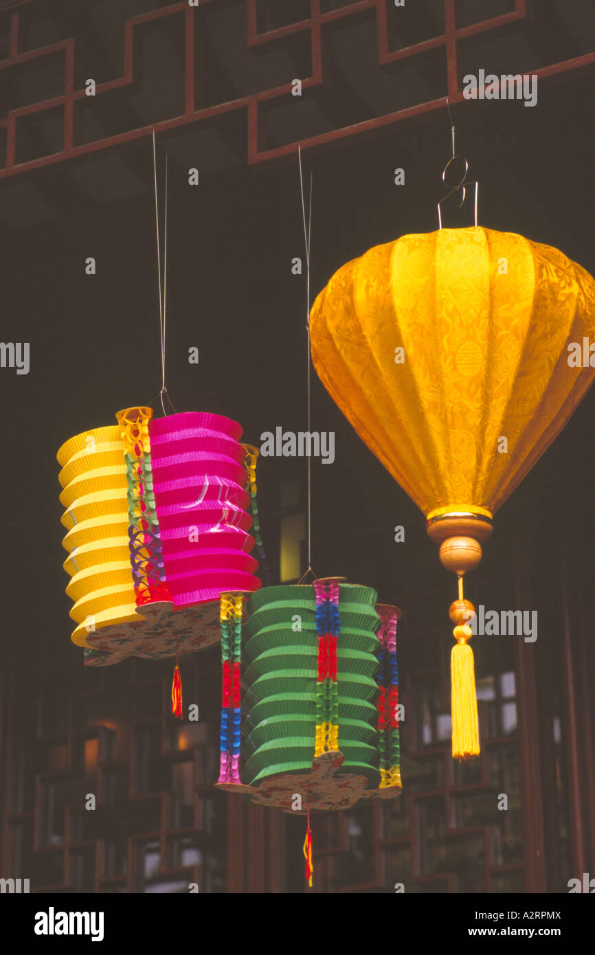 Chinese Lanterns at New Year Festival in Chinatown, Vancouver, BC, British Columbia, Canada Stock Photo