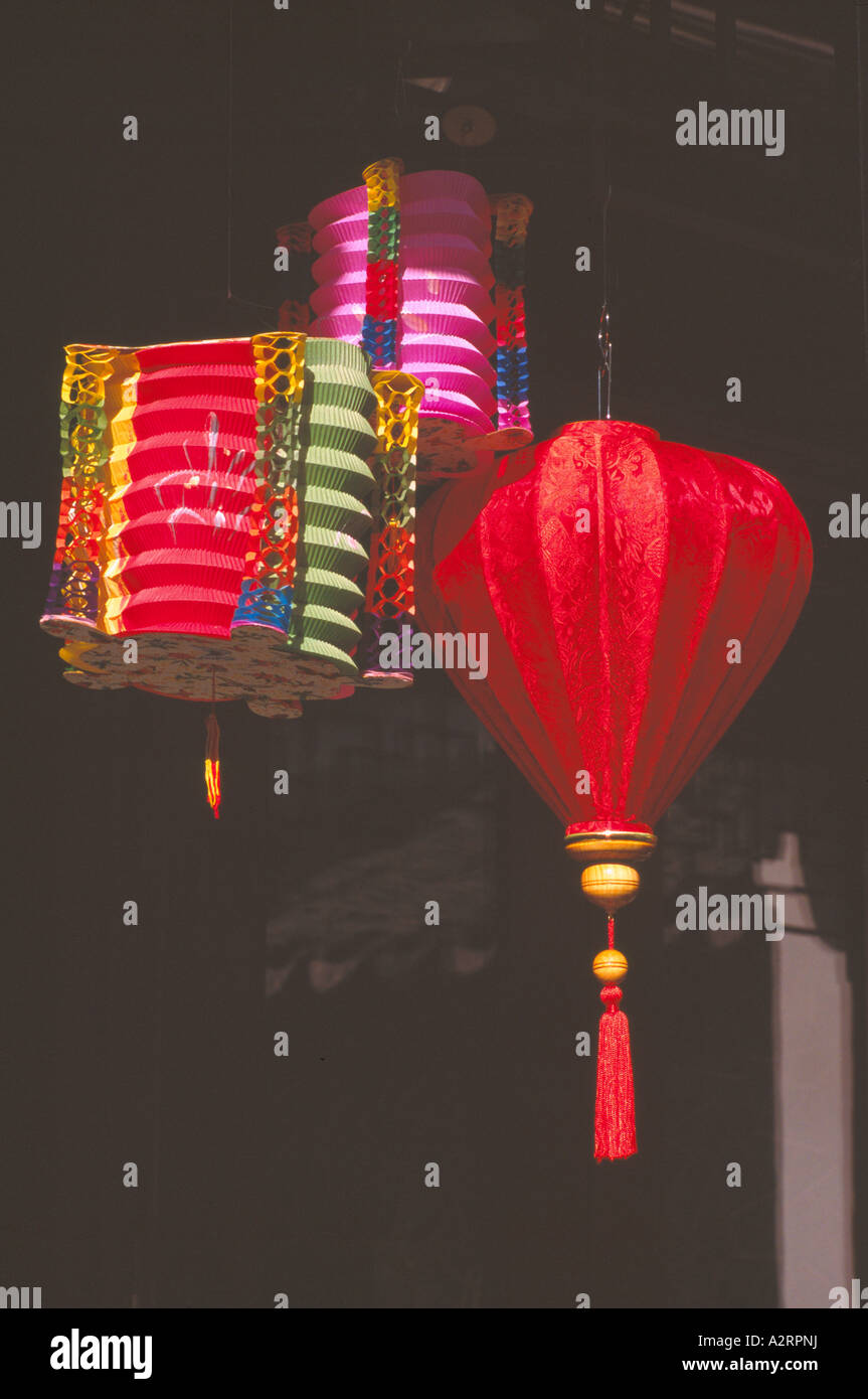Chinese Lanterns at New Year Festival in Chinatown, Vancouver, BC, British Columbia, Canada Stock Photo