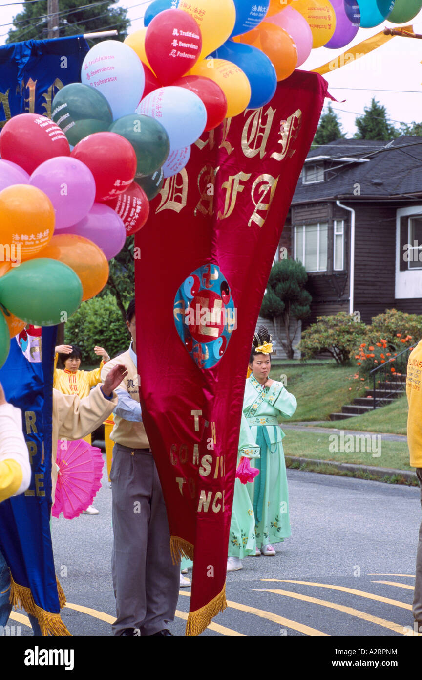 Falun Gong aka Falun Dafa Practitioners marching in Peaceful Parade