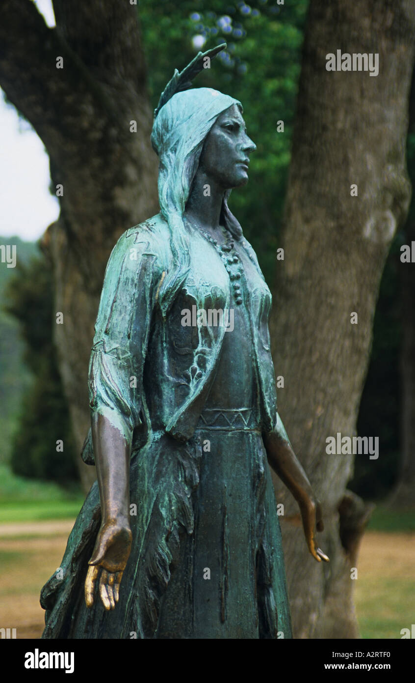 Virginia Colonial National Park at Jamestown 1st permanent English settlement in America 1607 Pocahontas Statue Stock Photo