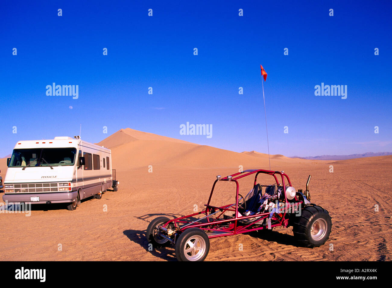 Dune Buggy and Recreational Vehicle at the Dumont Sand Dunes near Death Valley National Park California USA Stock Photo