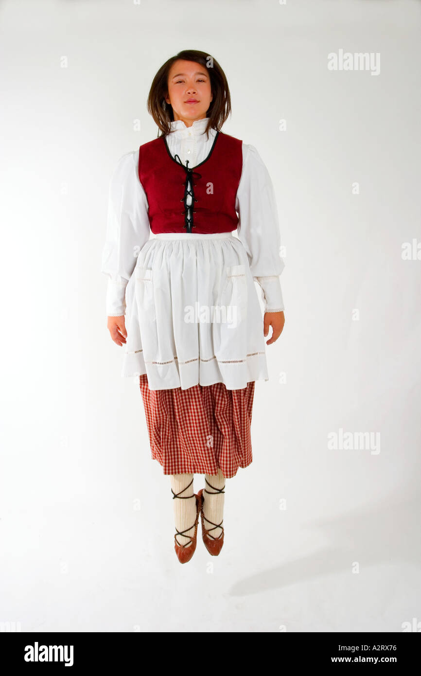 Young dancer with Basque traditional garb leaping in the air Stock ...