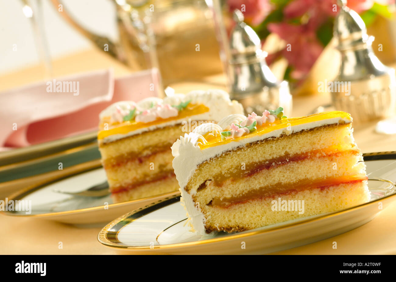 two slices of cake Stock Photo Alamy