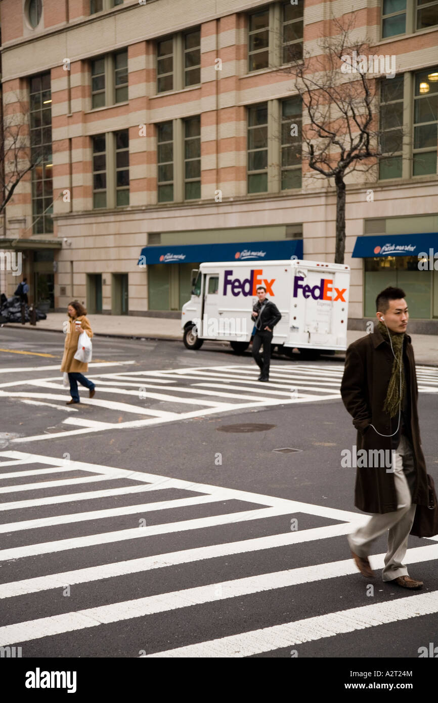 Pedestrians crossing the road. Upper West Side New York City USA Stock Photo