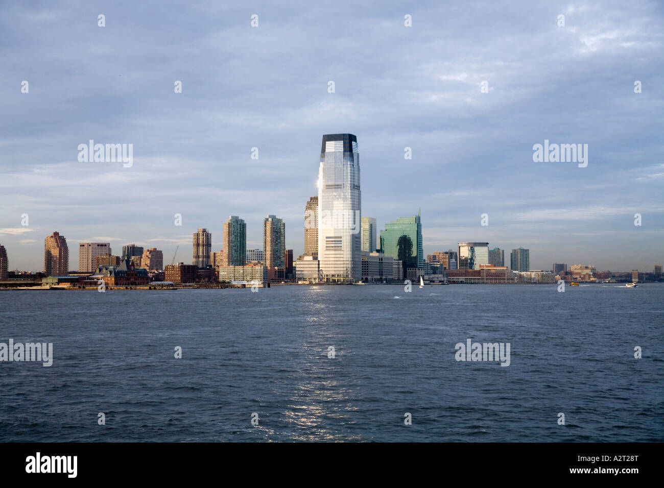 Jersey City New Jersey skyline from harbour ferry New York USA Stock Photo Alamy