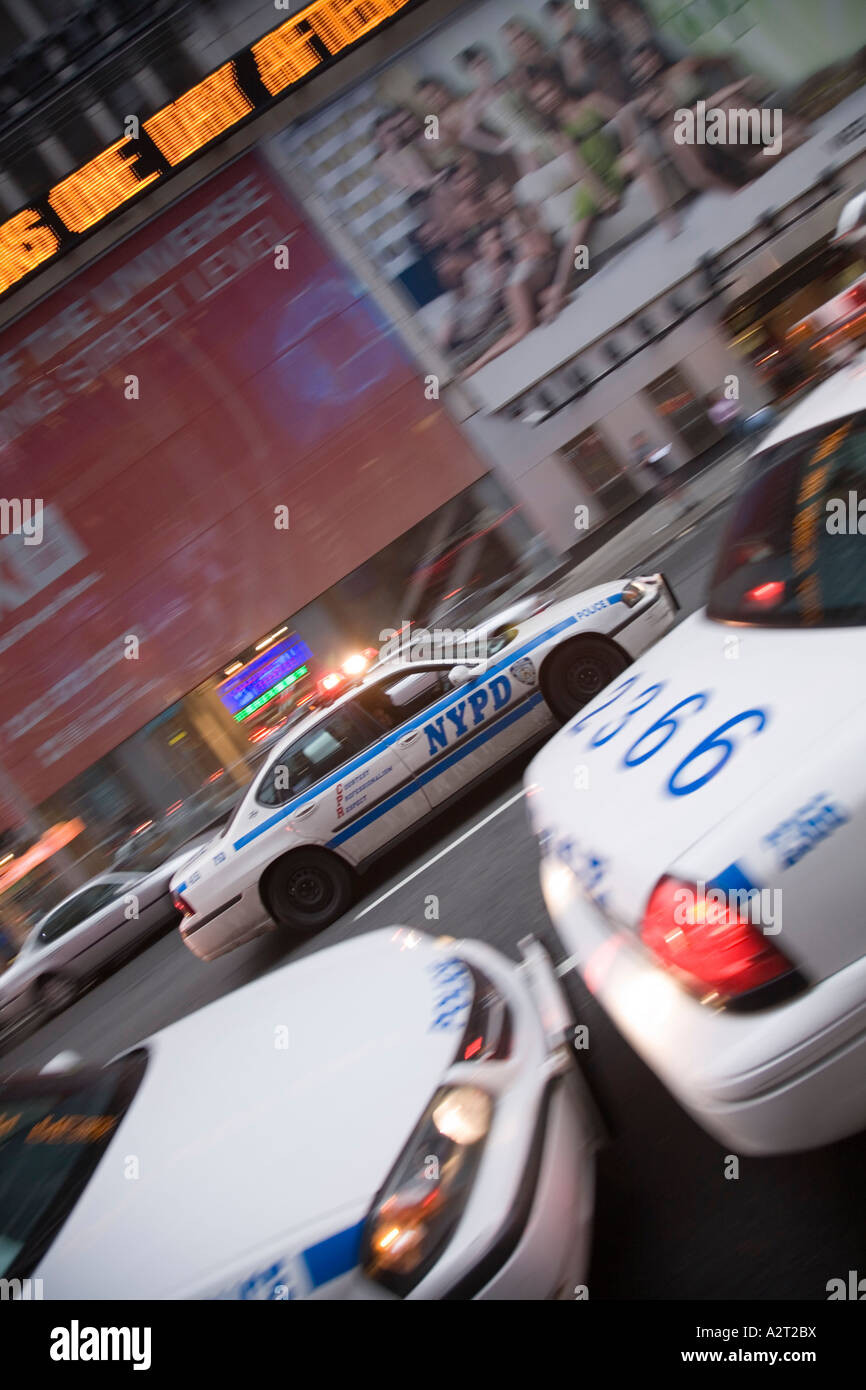 NYPD police cars in Times Square Manhattan New York USA Stock Photo