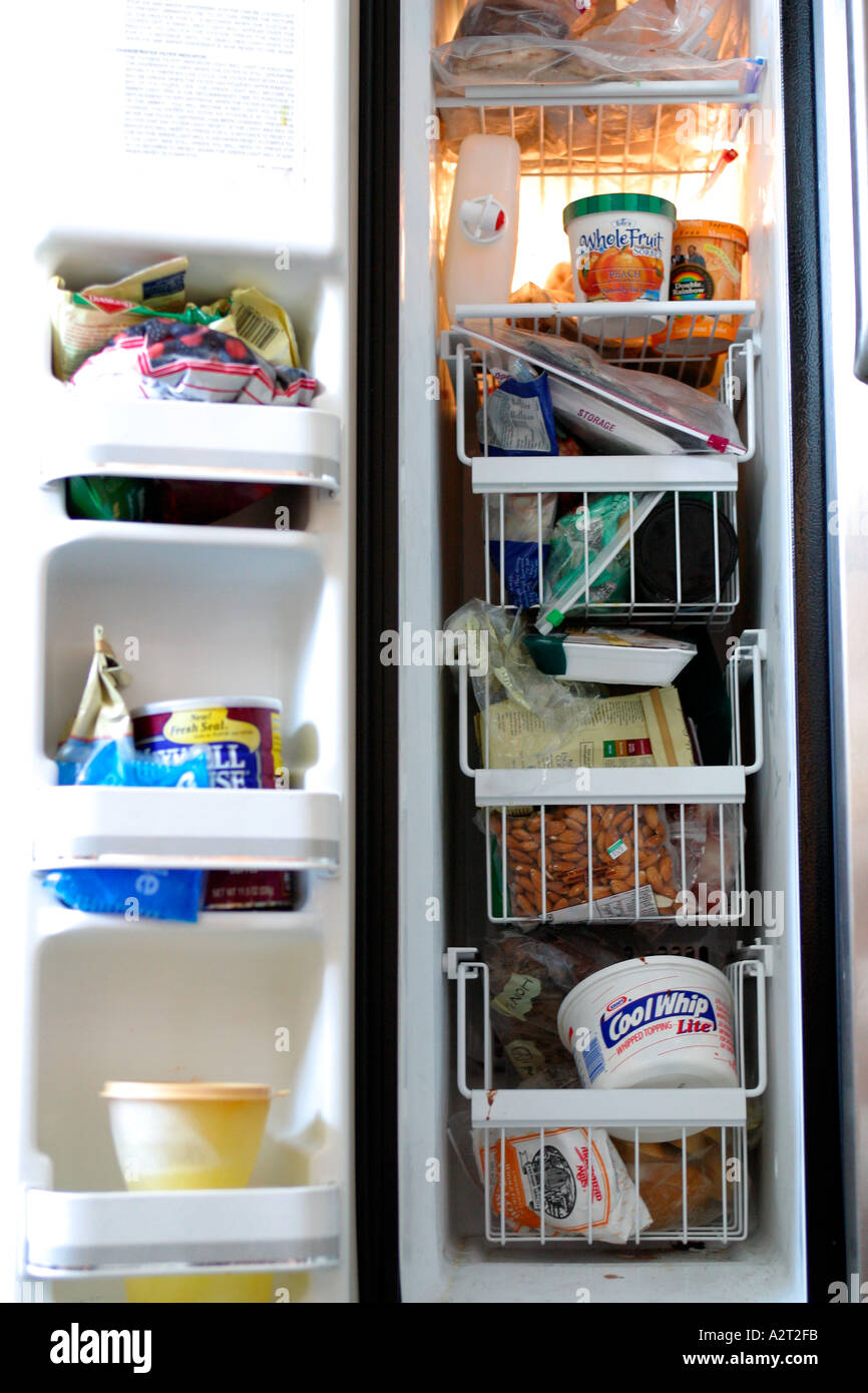 Inside of Home Freezer Stock Photo