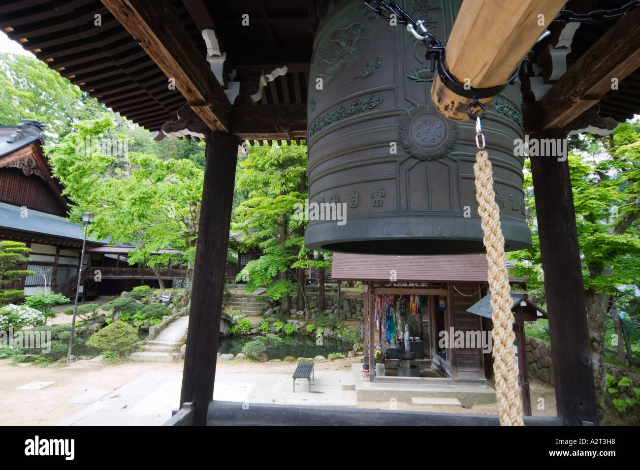 Temple bell at Hokke ji Temple Takayama Gifu Prefecture Japan Stock Photo