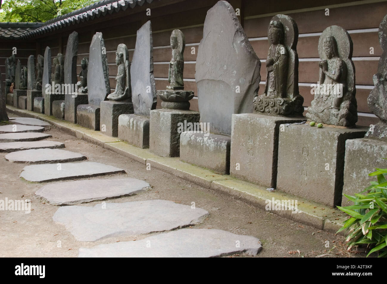 Various Buddhist statues Engaku ji Temple Kita Kamakura Kanagawa Prefecture Japan Stock Photo