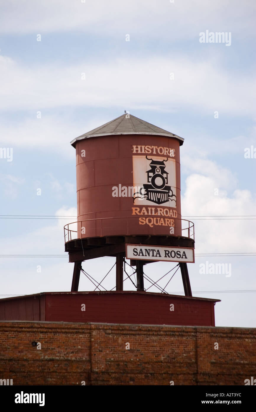 Water tower at Historic Railroad Square in Santa Rosa Sonoma County  California United States of America Stock Photo - Alamy