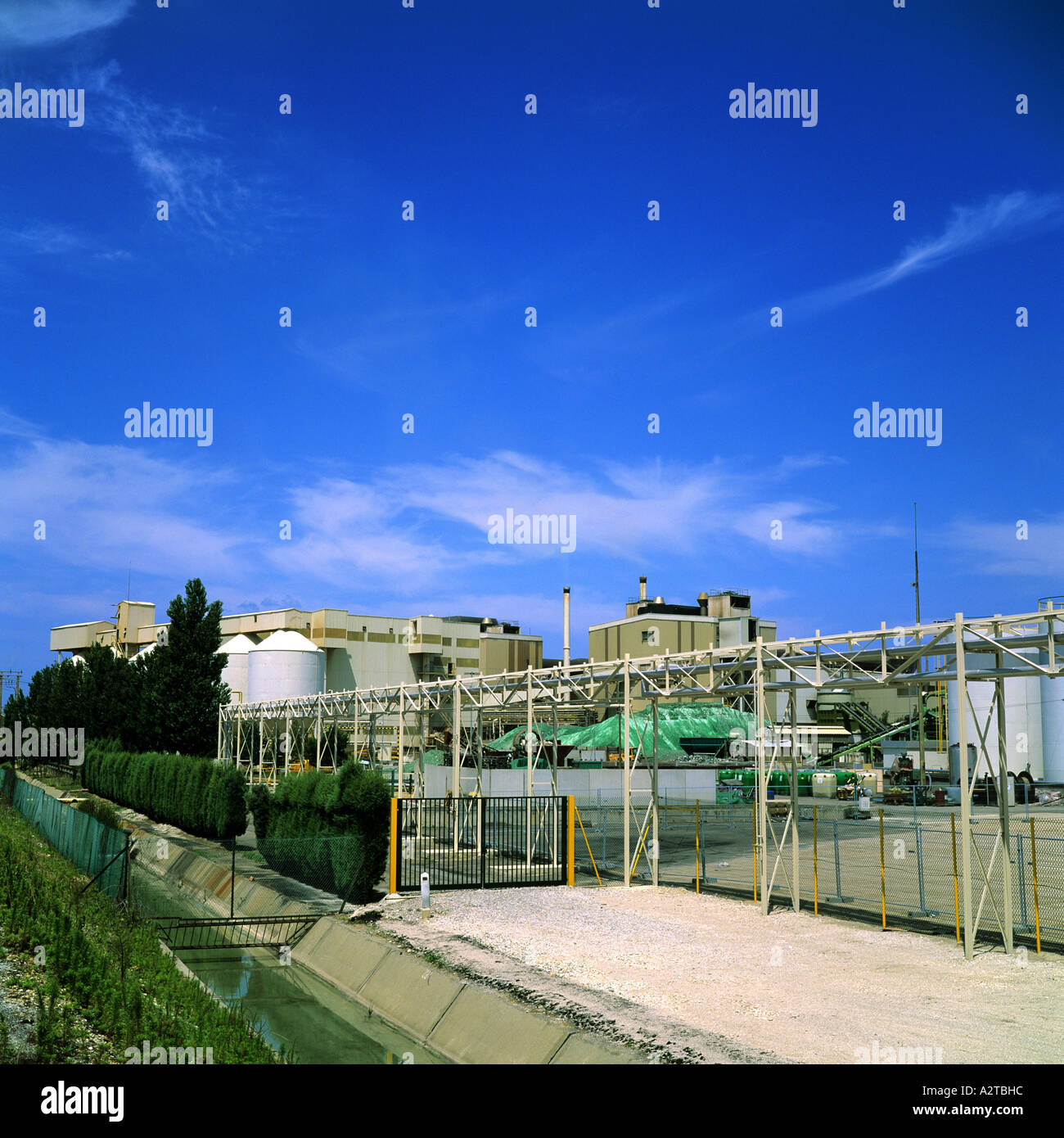 Water bottling plant for Perrier sparkling mineral water,Vergèze, near Nïmes, Gard, Provence, France, Europe Stock Photo