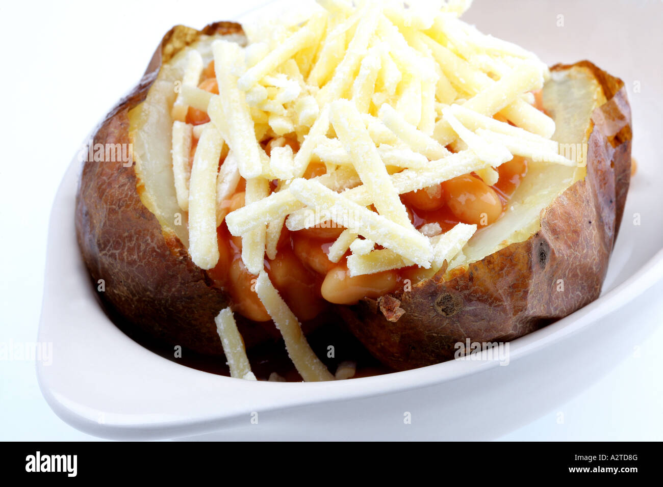 Jacket Potato with Baked Beans and Cheese Stock Photo Alamy