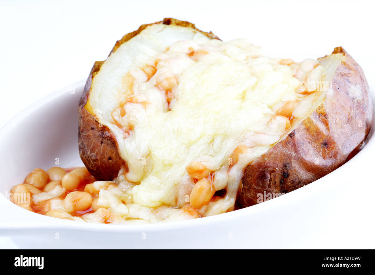 Jacket Potato with Baked Beans and Cheese Stock Photo Alamy