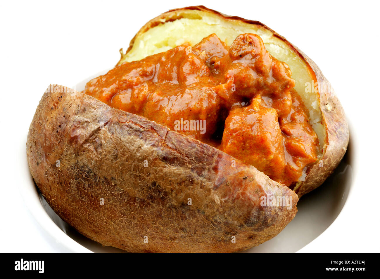 Jacket Potato with Beef Curry Stock Photo Alamy
