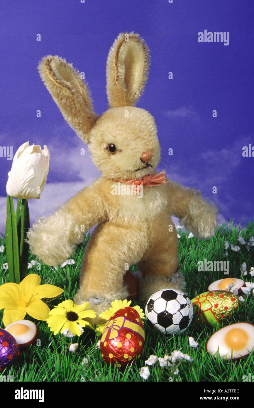 easter bunny with easter eggs Stock Photo - Alamy