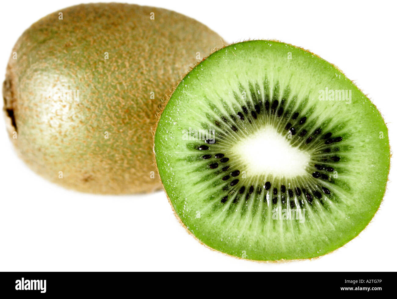 kiwi fruit, Chinese gooseberry (Actinidia deliciosa), exotic fruits, cutted Stock Photo