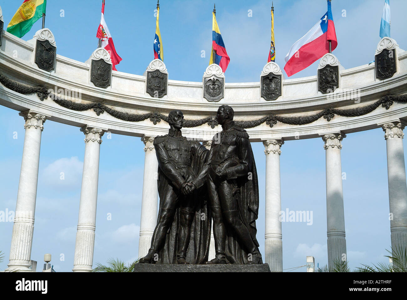 San Martin and Simon Bolivar statues in Guayaquil, Ecuador Stock Photo