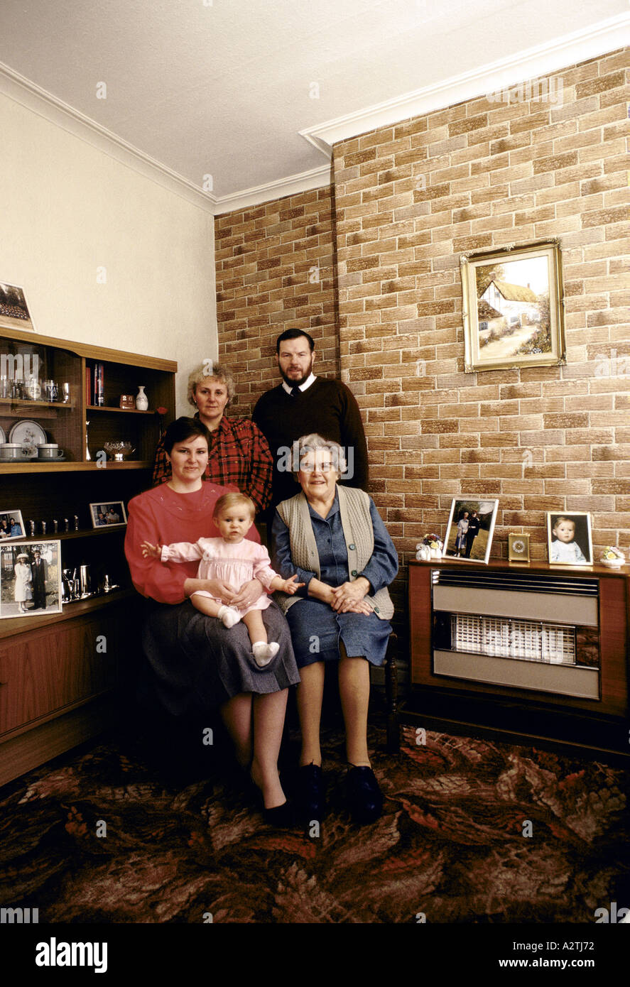 family members of different generations at home Stock Photo