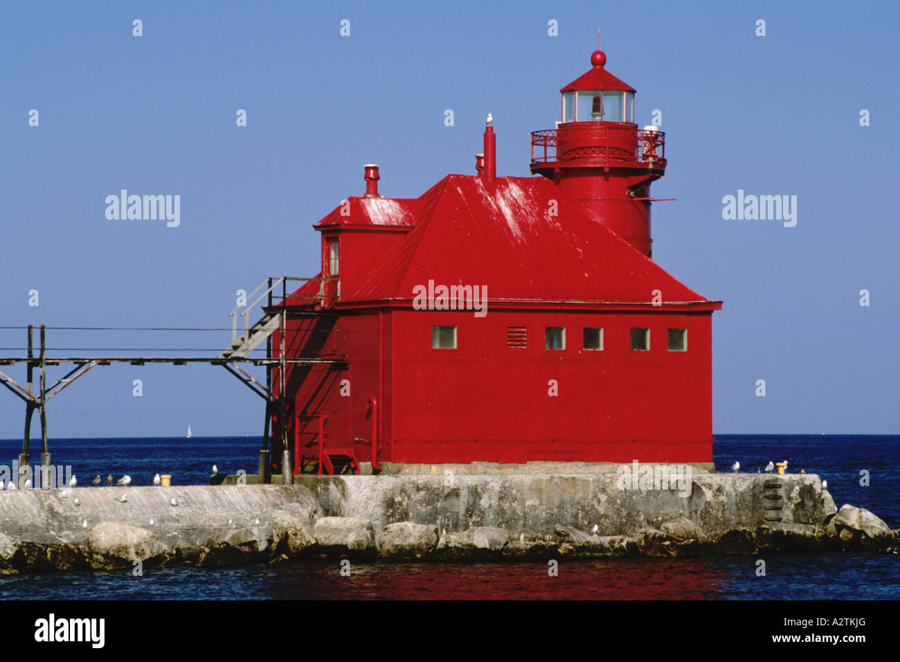 Sturgeon Bay Canal Pierhead Lighthouse at Lake Michigan, USA, Wisconsin ...