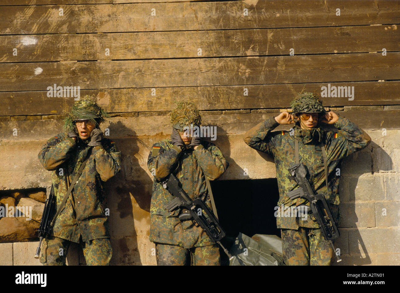 french german eurobrigade members training france 1992 Stock Photo