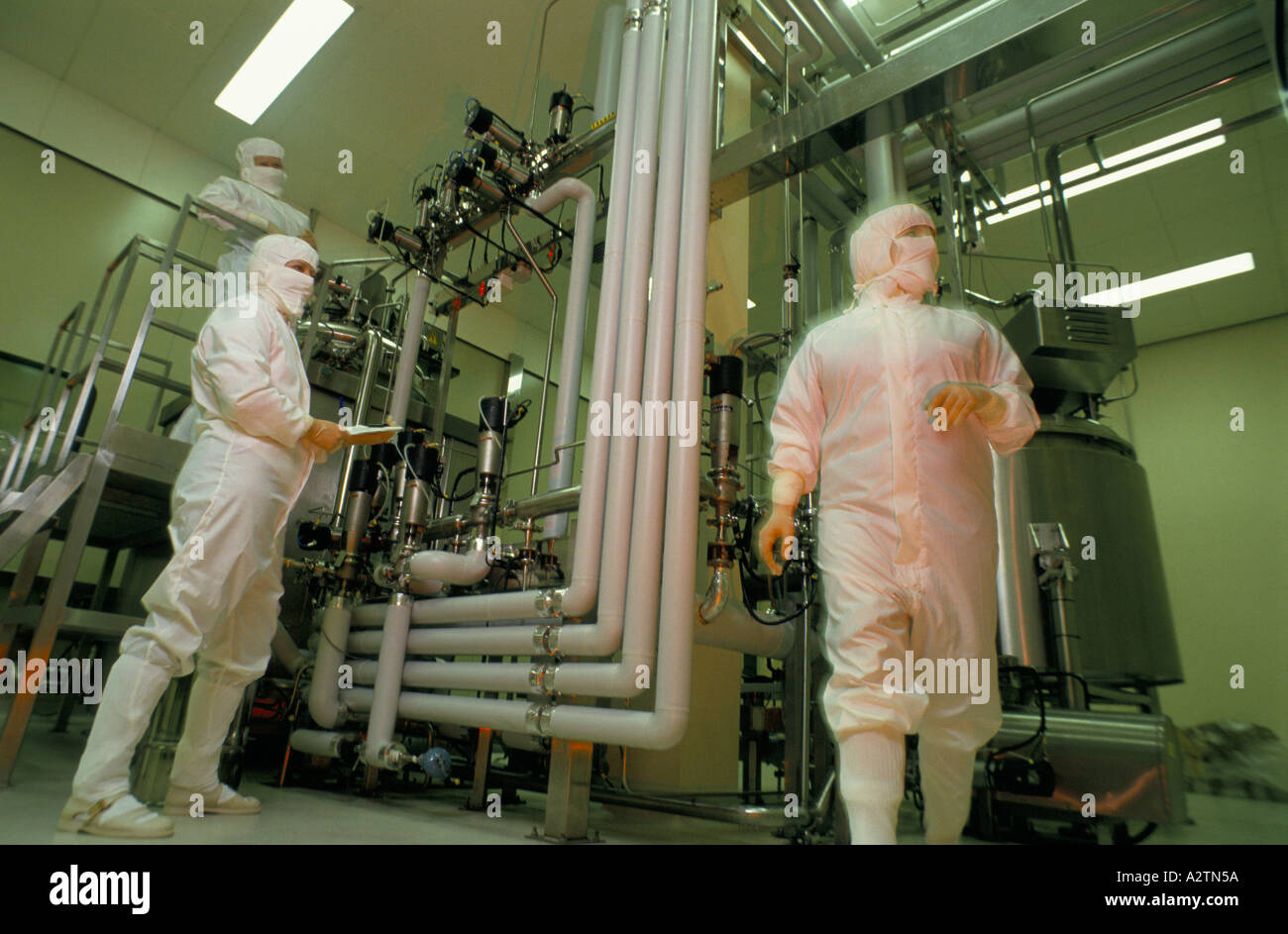 staff wearing lab protective clothing at work in smith kline beecham
