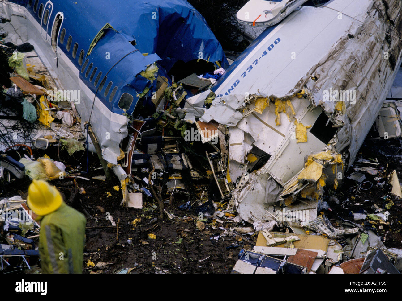 British Midlands M1 plane crash 1989 England UK Boeing 737 Stock Photo