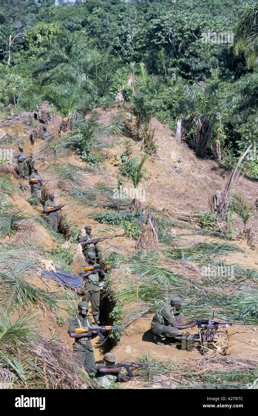 Ugandan Army Soldiers In Trench Defending Position 1999 Stock Photo Alamy