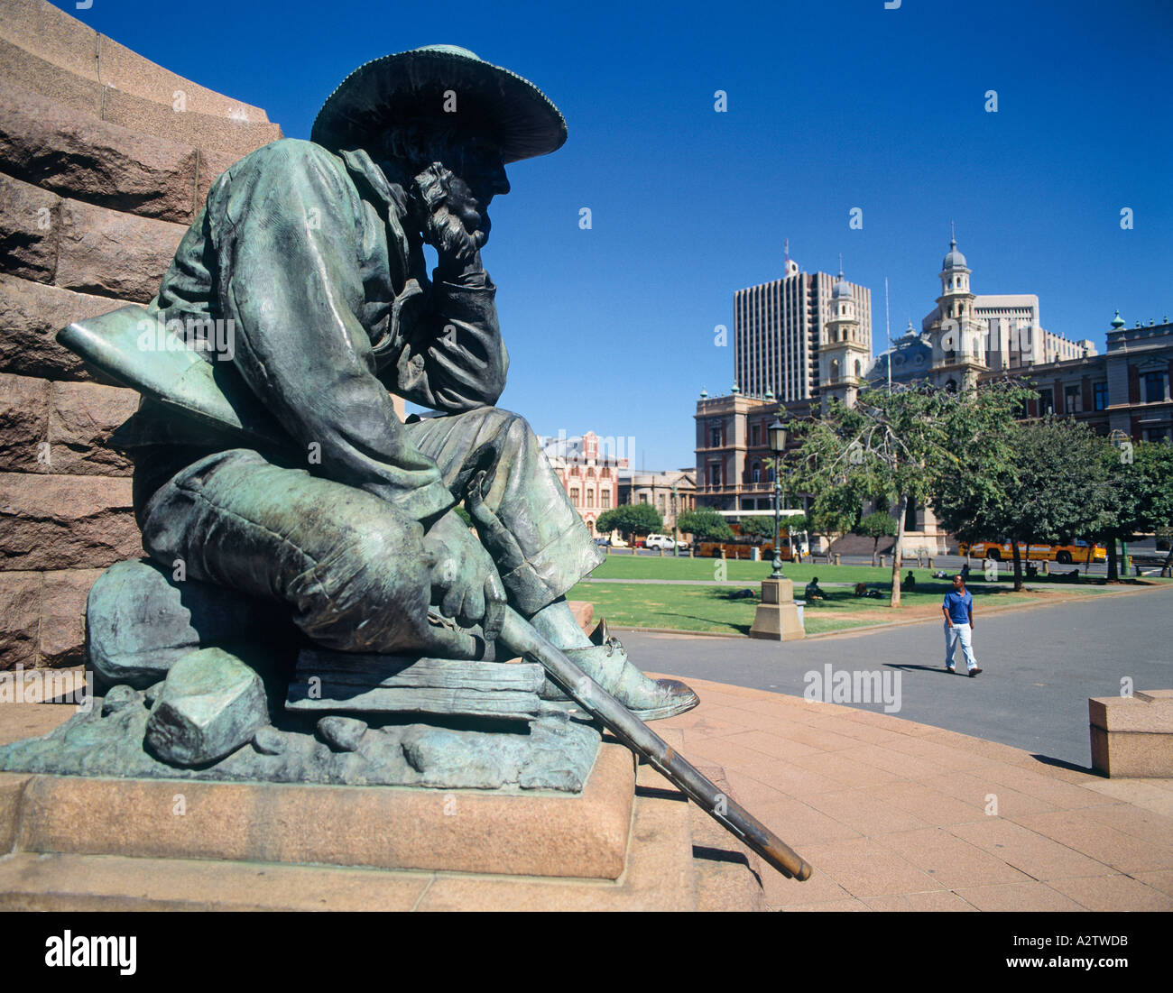 Pretoria South Africa Statue citizen soldier base of Paul Kruger monument Church Square Stock
