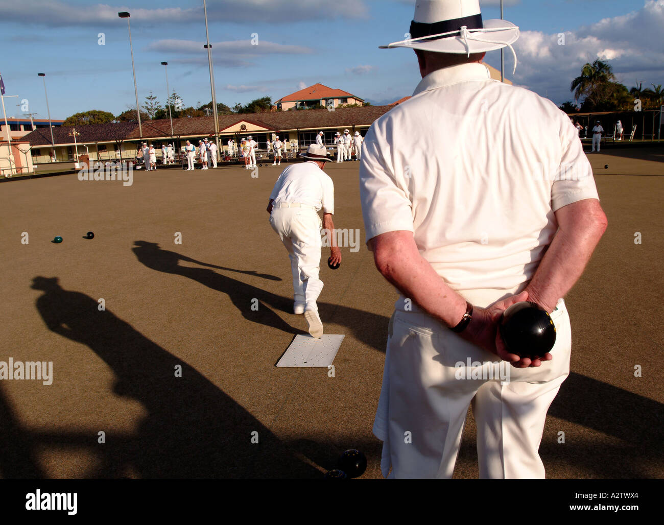 Bowlers playing lawn bowls, Australia photo by Bruce Miller Stock Photo