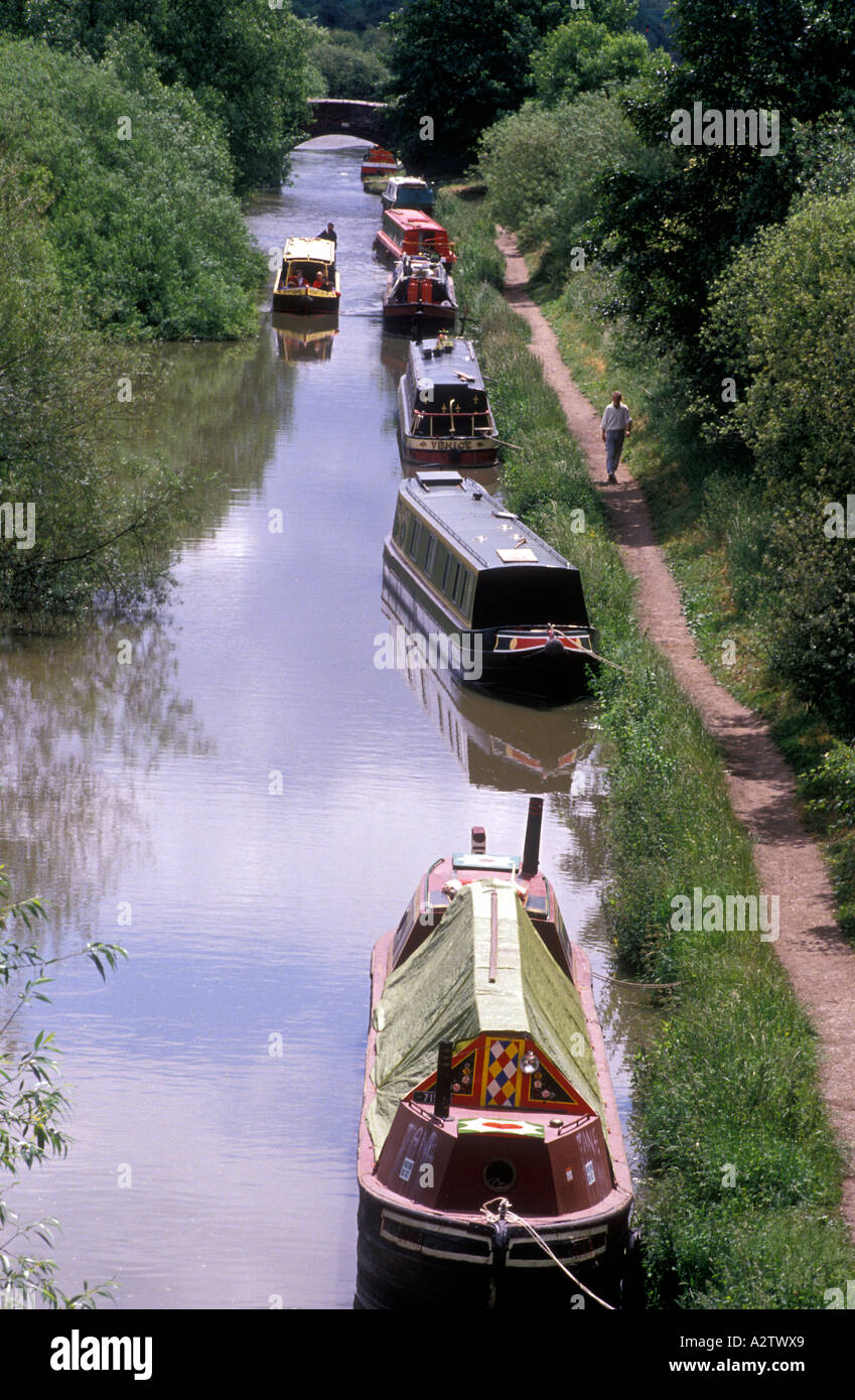 Canal boats in England, near Oxford.  photo by Bruce Miller Stock Photo