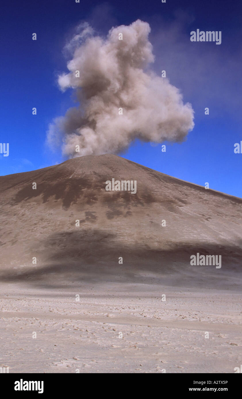 Mount Yasur volcano erupting in the daytime, Tanna Island, Vanuatu, South Pacific Stock Photo