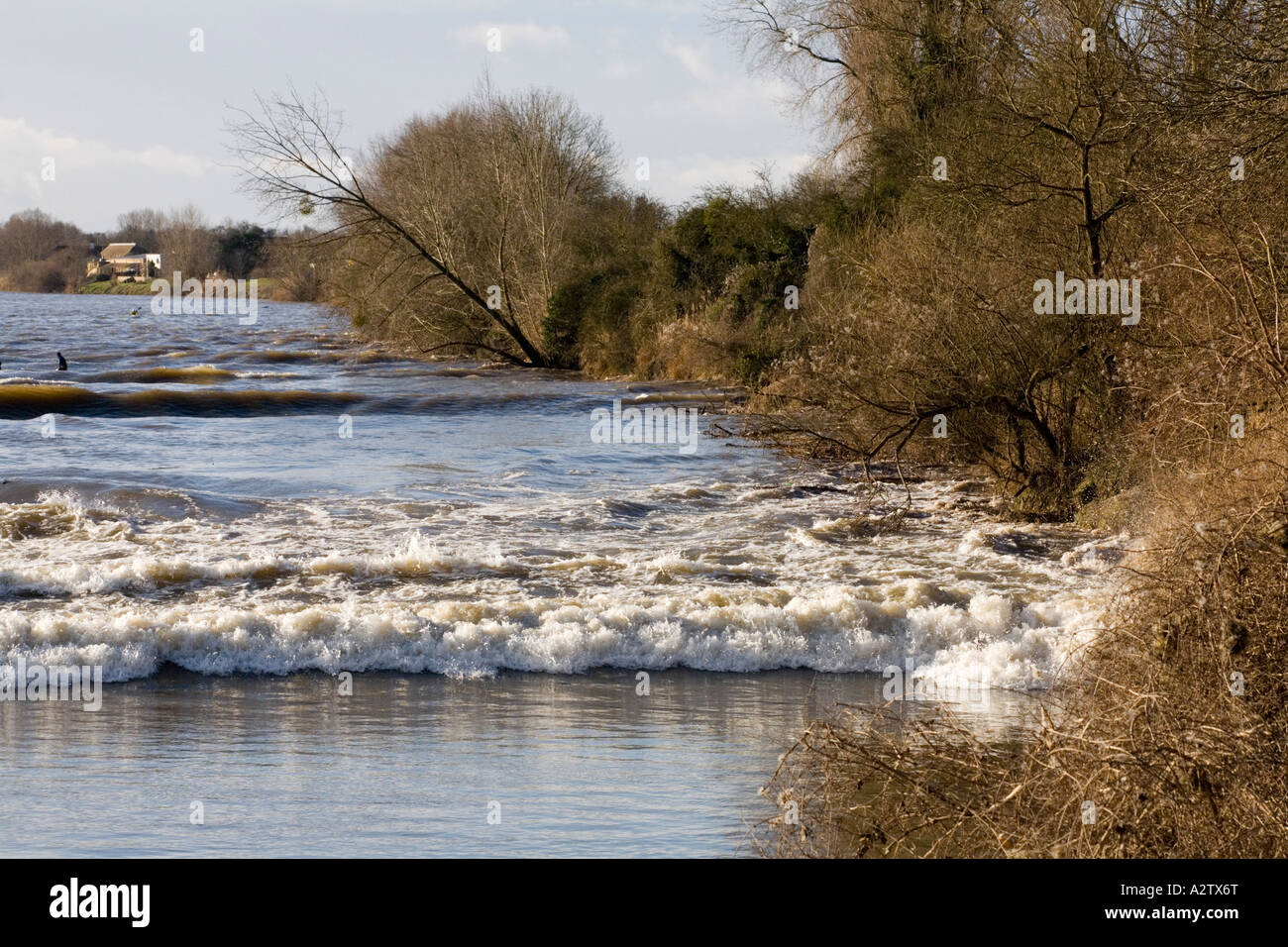 The Severn tidal Bore on the River Severn at Minsterworth