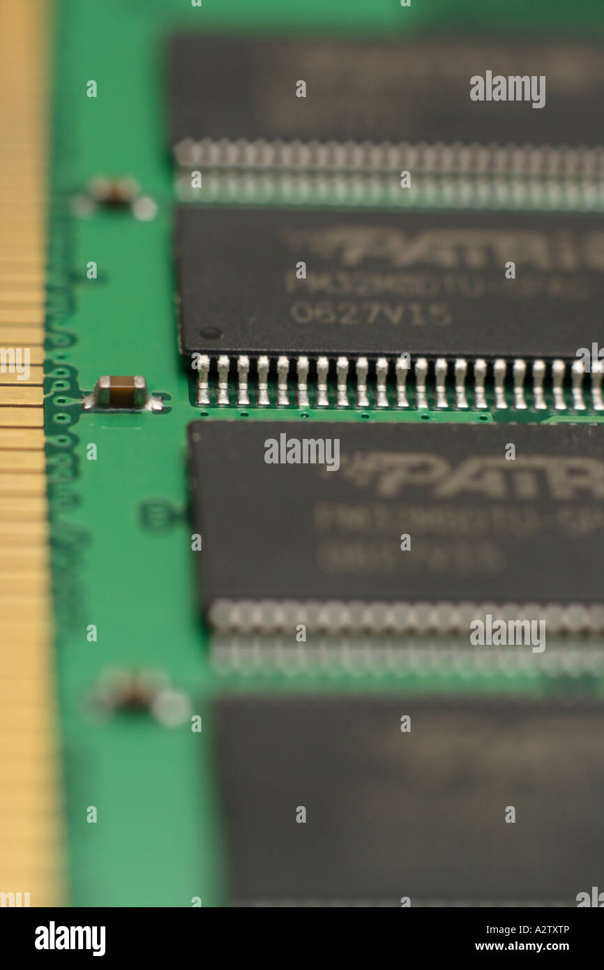 closeup of DDR ram chip Stock Photo
