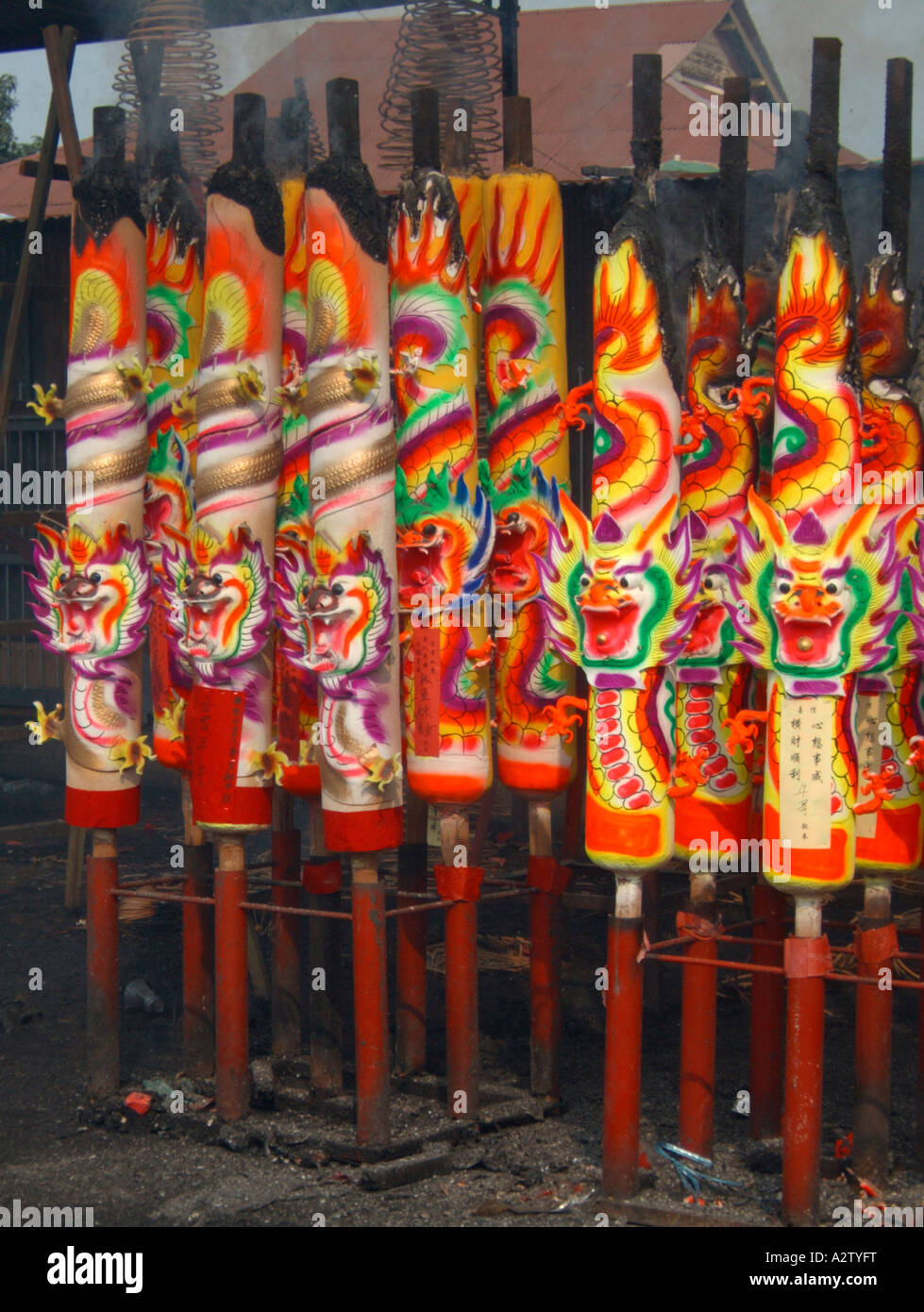 giant colorful joss sticks Stock Photo Alamy