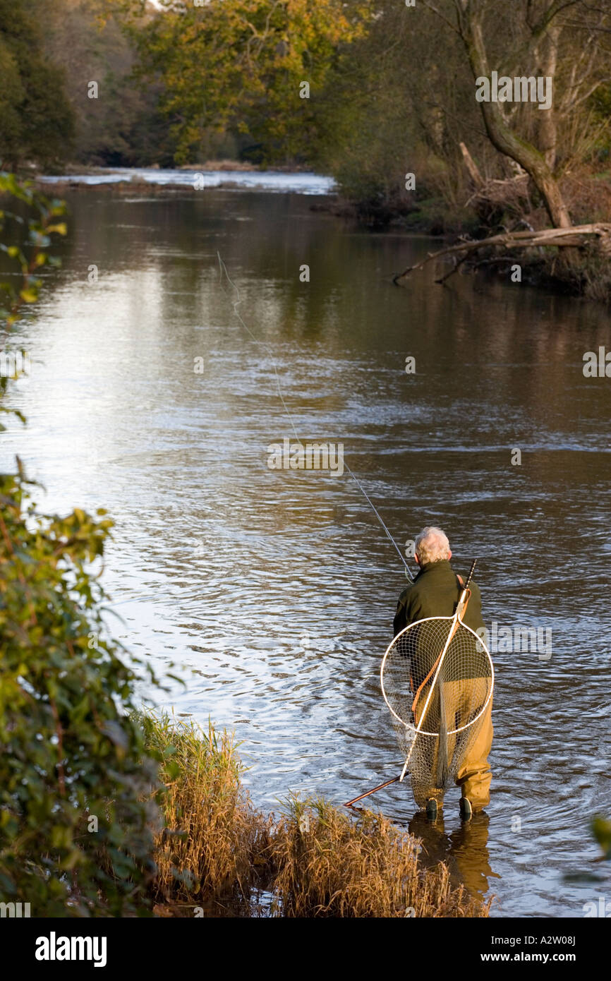 Fly fishing on the River Usk at the Gliffaes Country House Hotel, Brecon  Beacons, Wales Stock Photo - Alamy