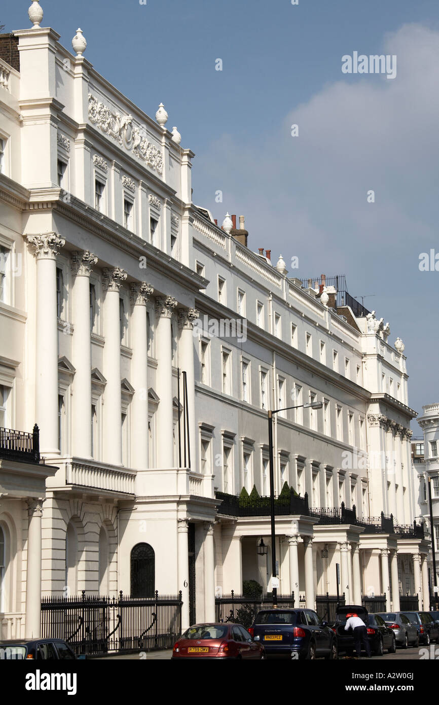 North west side of Belgrave Square with Victorian stucco houses and